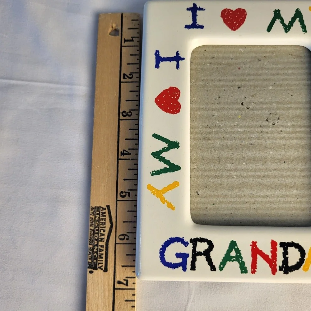 I Love My Grandma Colorful Ceramic Picture Frame 5x7 Fits 3x5 Photo Crayon VTG